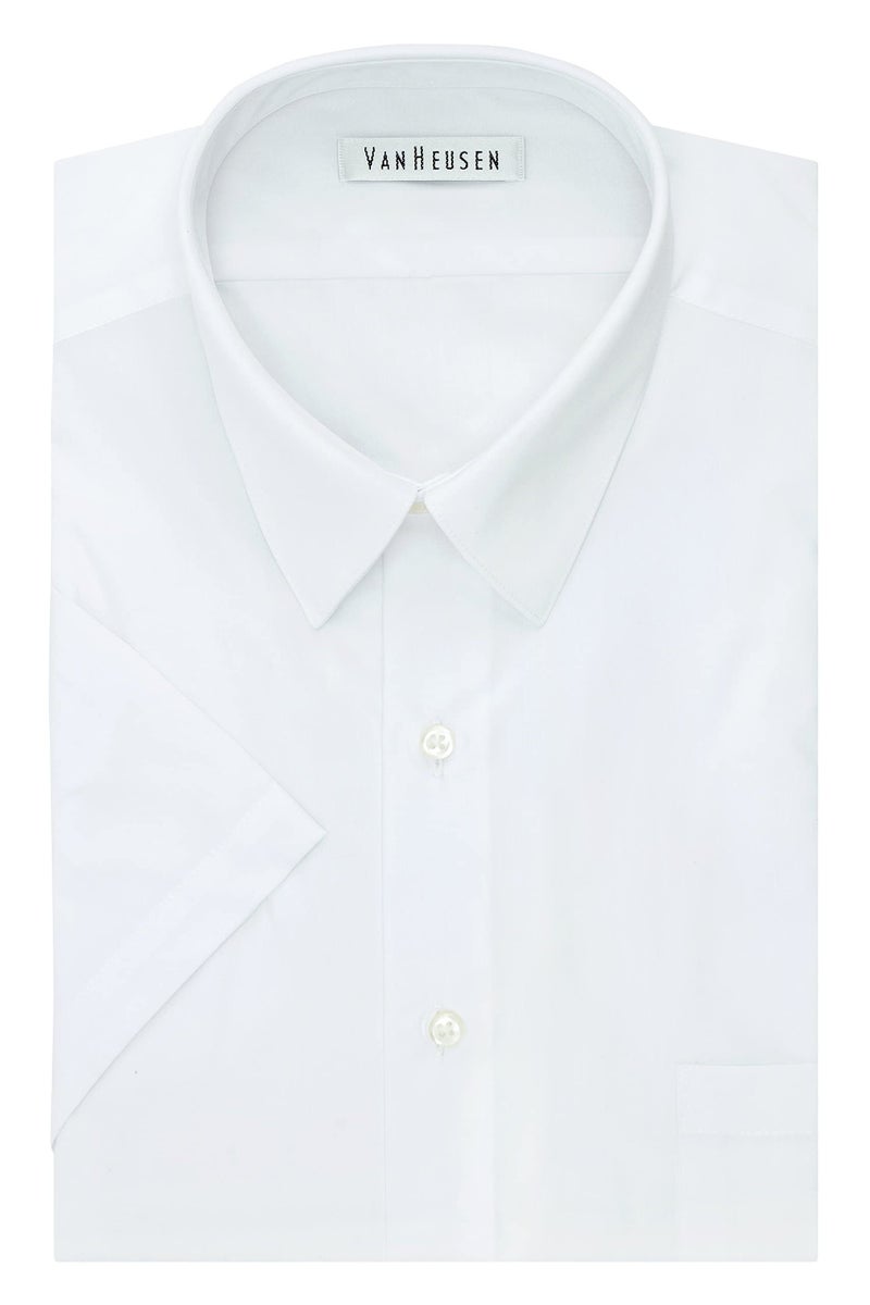 Van Heusen Men's Tall Fit Short Sleeve Dress Shirts Poplin Solid (Big and Tall), White, 18" Neck - Image 3